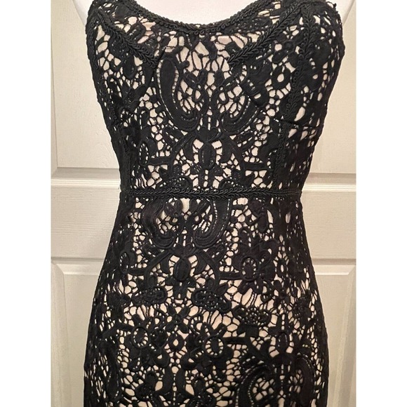 Few Moda Black Crochet Dress Womens Size Small Wedding Prom sleeveless mini - Picture 3 of 6